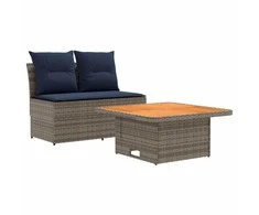 2 Vienetas Sodo vidurinė sofa su pakeliama lentele poliratanas