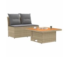 2 Vienetas Sodo vidurinė sofa su pakeliama lentele poliratanas