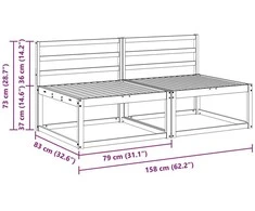 2 Vienetas Lauko Vidurinis Sofa Natūrali 158 x 83 x 73 cm
