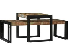 Kavos staliukas 2 pcs Įvairiaspalvis Kietas atkurtas medis