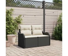 Sodo sofa su pagalve Juoda 121 x 62 x 69cm poliratanas