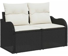 Sodo sofa su pagalve Juoda 121 x 62 x 69cm poliratanas