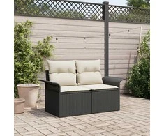 Sodo sofa su pagalve Juoda 141 x 62 x 69cm poliratanas