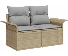 Sodo sofa su pagalve Smėlio 141 x 62 x 69cm poliratanas