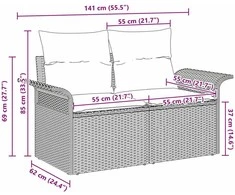 Sodo sofa su pagalve Juoda 141 x 62 x 69cm poliratanas