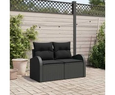 Sodo sofa su pagalve Juoda 124 x 62 x 69cm poliratanas