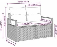 Sodo sofa su pagalve 120 x 62 x 69 cm poliratanas