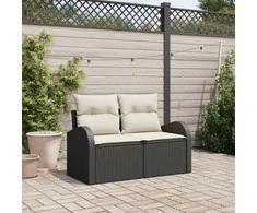 Sodo sofa su pagalve Juoda 124 x 62 x 69cm poliratanas