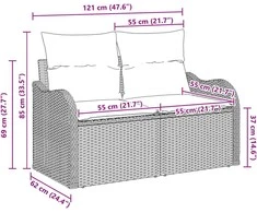 Sodo sofa su pagalve Pilka 121 x 62 x 69cm poliratanas