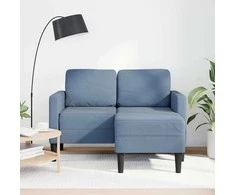 2-vietė sofa su gultu L formos mėlyna 125 cm patalynė