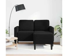 Dvivietė sofa su šezlongu, L formos, juoda, 125 cm, aksominis