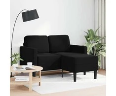Dvivietė sofa su šezlongu, L formos, juoda, 125 cm, aksominis