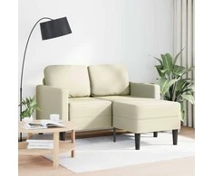 2-vietė sofa su krėslu L formos kreminė 125 cm dirbtinė oda