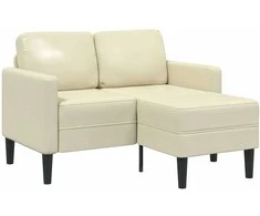 2-vietė sofa su krėslu L formos kreminė 125 cm dirbtinė oda