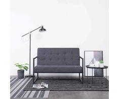 2-vietė sofa su porankiais tamsiai pilka plienu ir audiniu