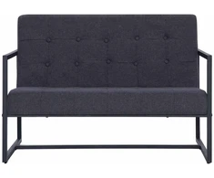 2-vietė sofa su porankiais tamsiai pilka plienu ir audiniu