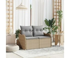 Sodo sofa su pagalve Smėlio 121 x 62 x 69cm poliratanas