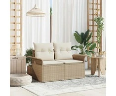 Sodo sofa su pagalve Smėlio 141 x 62 x 69cm poliratanas