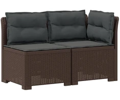 2-Vietis Sodo Sofas su Pagalvėlėmis, Atrodo kaip Ratano PP Ruda