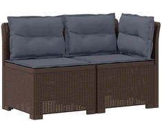2-Vietis Sodo Sofas su Pagalvėlėmis, Atrodo kaip Ratano PP Ruda