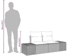 Sodo sofa su pagalve Juoda 184 x 62 x 69 cm poliratanas