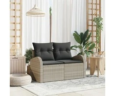 Sodo sofa su pagalve Šviesiai pilka 124 x 62 x 69cm poliratanas