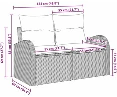 Sodo sofa su pagalve Juoda 124 x 62 x 69cm poliratanas
