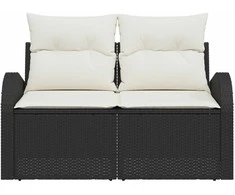 Sodo sofa su pagalve Juoda 124 x 62 x 69cm poliratanas