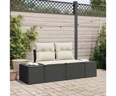 Sodo sofa su pagalve Juoda 184 x 62 x 69 cm poliratanas