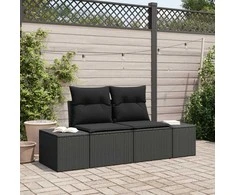 Sodo sofa su pagalve Juoda 184 x 62 x 69 cm poliratanas