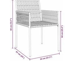Lauko baldų komplektas Sodo valgomojo komplektas 3 pcs Juoda ir pilka PE ratanas