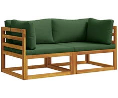 2 vnt. Kampinė sofa su pagalvėlėmis Kietos akacijos mediena