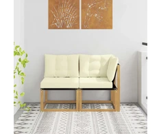 2 vnt. Lauko vidurinė ir kampinė sofa Balta