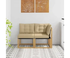 2 vnt. Lauko vidurinė ir kampinė sofa Balta