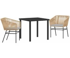Lauko baldų komplektas Sodo valgomojo komplektas su pagalve 3 pcs Ruda