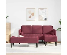 Sofa Sofos komplektas su pagalve 2 pcs Vyno raudona Poliesteris