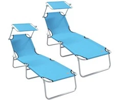Saulės gultas 2 pcs Ryškiai mėlyna 58 x 188 x 77 cm Poliesteris