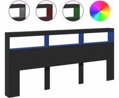 Galvūgalis-spintelė su LED, juodos spalvos, 220x17x102cm