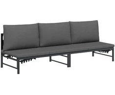 3 asmenų saulės gultas Juodas 200 x 62 x 59,5 cm Tekstilenas