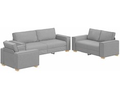 Sofa 3 pcs Debesų pilka Lino mišinio audinys