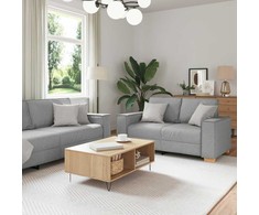Sofa 3 pcs Debesų pilka Lino mišinio audinys