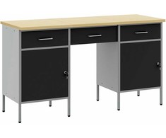 Darbo spinta 3 vnt. Juoda Inžinerinė mediena ir plienas