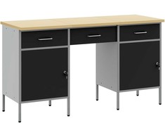 Darbo spinta 3 vnt. Juoda Inžinerinė mediena ir plienas