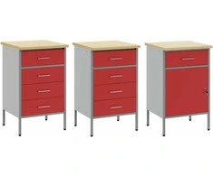 Darbo spinta 3 vnt. Raudona ir pilka 150 x 55 x 85 cm