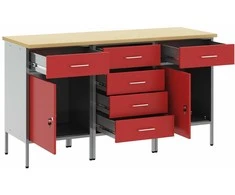 Darbo spinta 3 vnt. Raudona ir pilka 150 x 55 x 85 cm