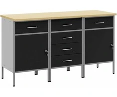 Darbo spinta su stalčių 3 vnt. Juoda ir pilka 150 x 55 x 85 cm