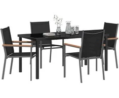 Lauko baldų komplektas Sodo valgomojo komplektas 5 pcs Juoda Miltelinis plienas