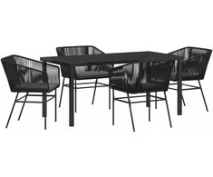 Lauko baldų komplektas Sodo valgomojo komplektas su pagalve 5 pcs Juoda