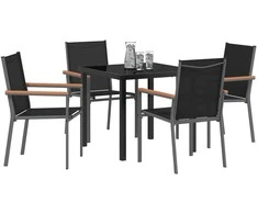 Lauko baldų komplektas Sodo valgomojo komplektas 5 pcs Juoda Miltelinis plienas
