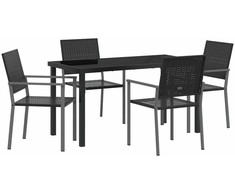 Lauko baldų komplektas Sodo valgomojo komplektas 5 pcs Juoda PE ratanas